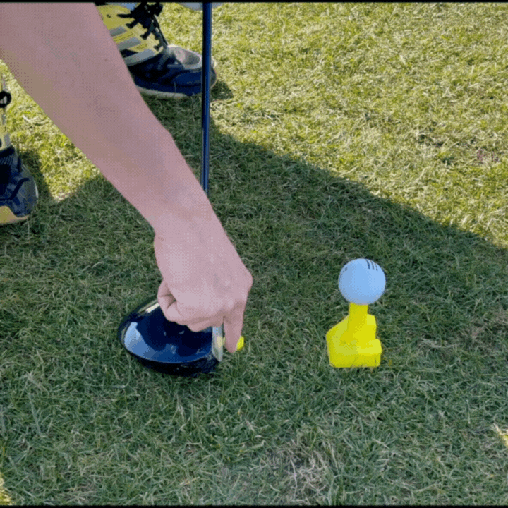 Make sure the face of your driver is parallel to the line on the Ulteemate to create that perfect straight shot.