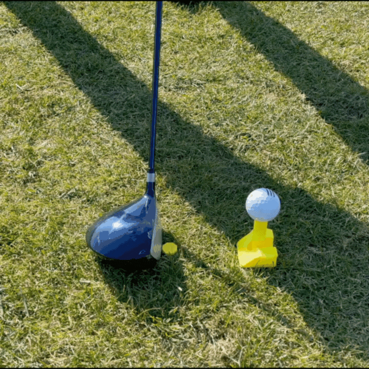 Even with the different way of setting up, the driver hits the ball perfectly.